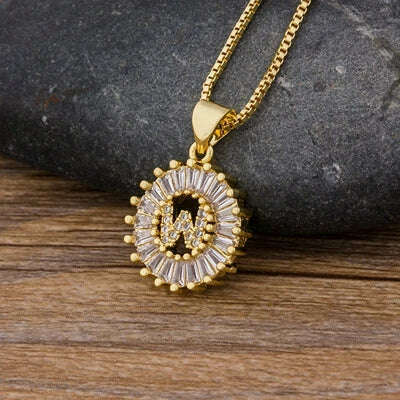 Nidin Hot Sale Women Girls Initial Letter Necklace 26 Letters Charm Family Name Pendant Top Quality Copper Zircon Jewelry Gift - KIMLUD