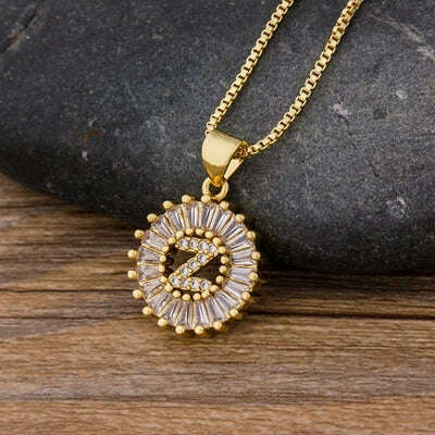 Nidin Hot Sale Women Girls Initial Letter Necklace 26 Letters Charm Family Name Pendant Top Quality Copper Zircon Jewelry Gift - KIMLUD