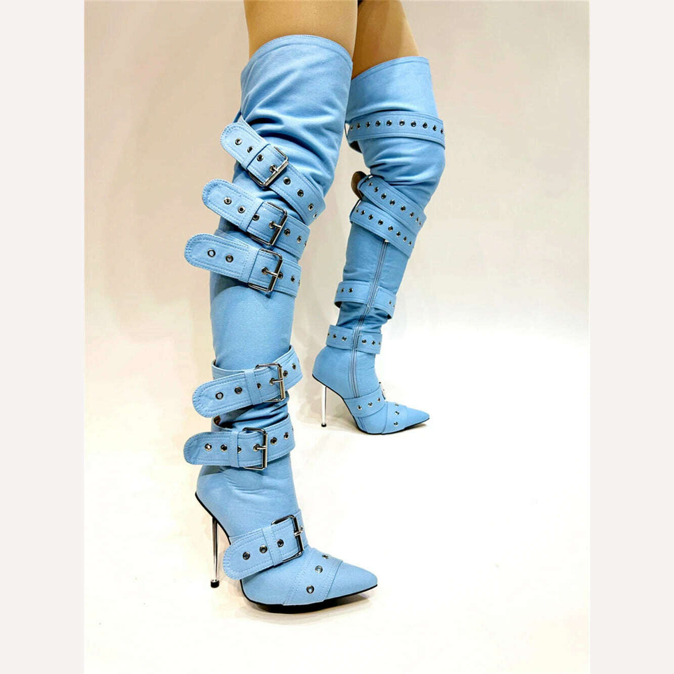 KIMLUD, Night Club Party Queen Boots Over The Knee Boots High Heels Women Boots Sexy Plus Size Thin Heels Shoes Woman, blue / 4, KIMLUD APPAREL - Womens Clothes