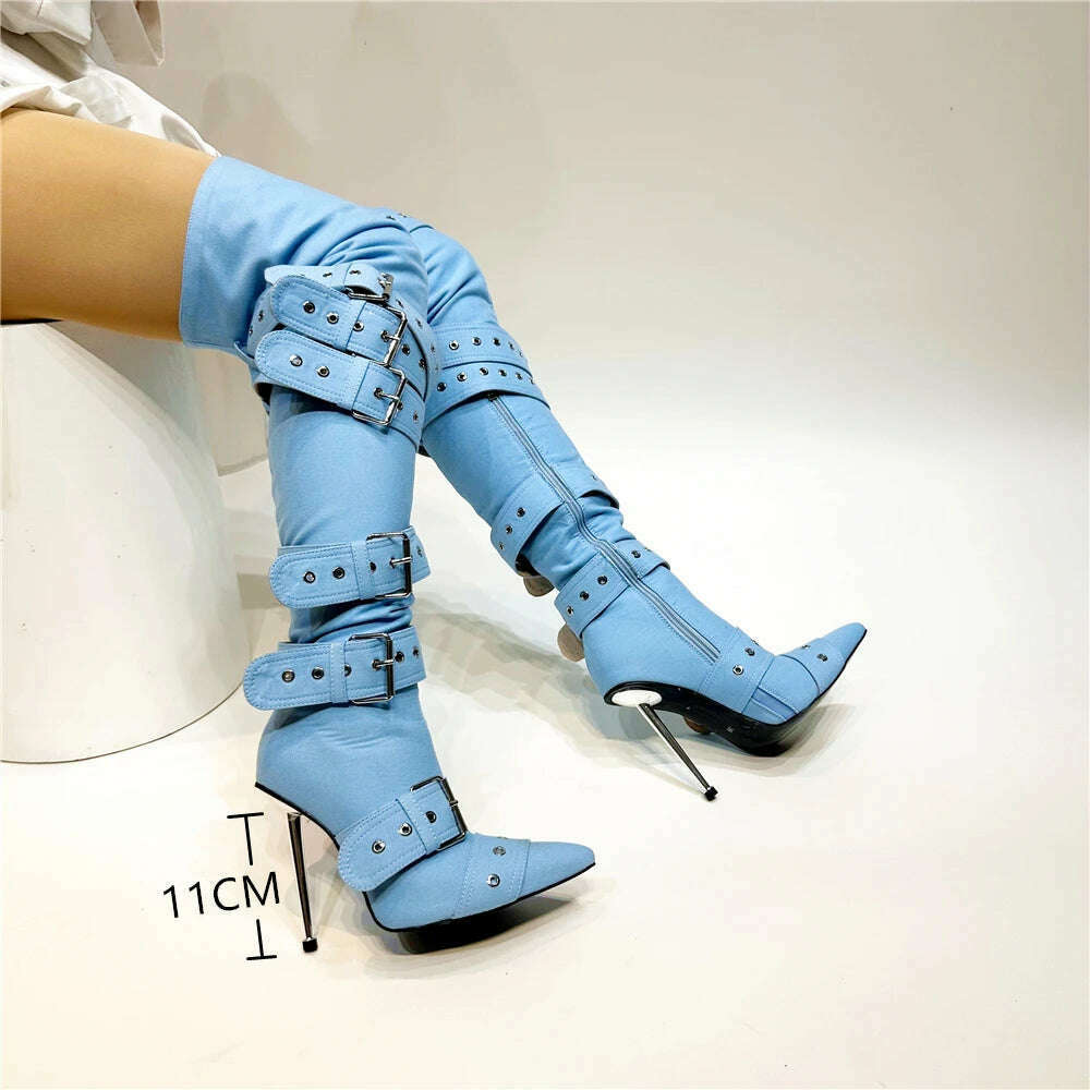 KIMLUD, Night Club Party Queen Boots Over The Knee Boots High Heels Women Boots Sexy Plus Size Thin Heels Shoes Woman, KIMLUD Womens Clothes