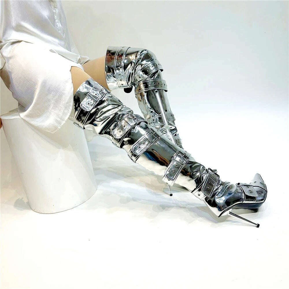 KIMLUD, Night Club Party Queen Boots Over The Knee Boots High Heels Women Boots Sexy Plus Size Thin Heels Shoes Woman, KIMLUD Womens Clothes