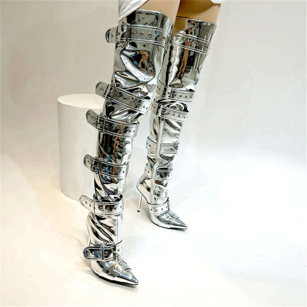 KIMLUD, Night Club Party Queen Boots Over The Knee Boots High Heels Women Boots Sexy Plus Size Thin Heels Shoes Woman, KIMLUD Womens Clothes