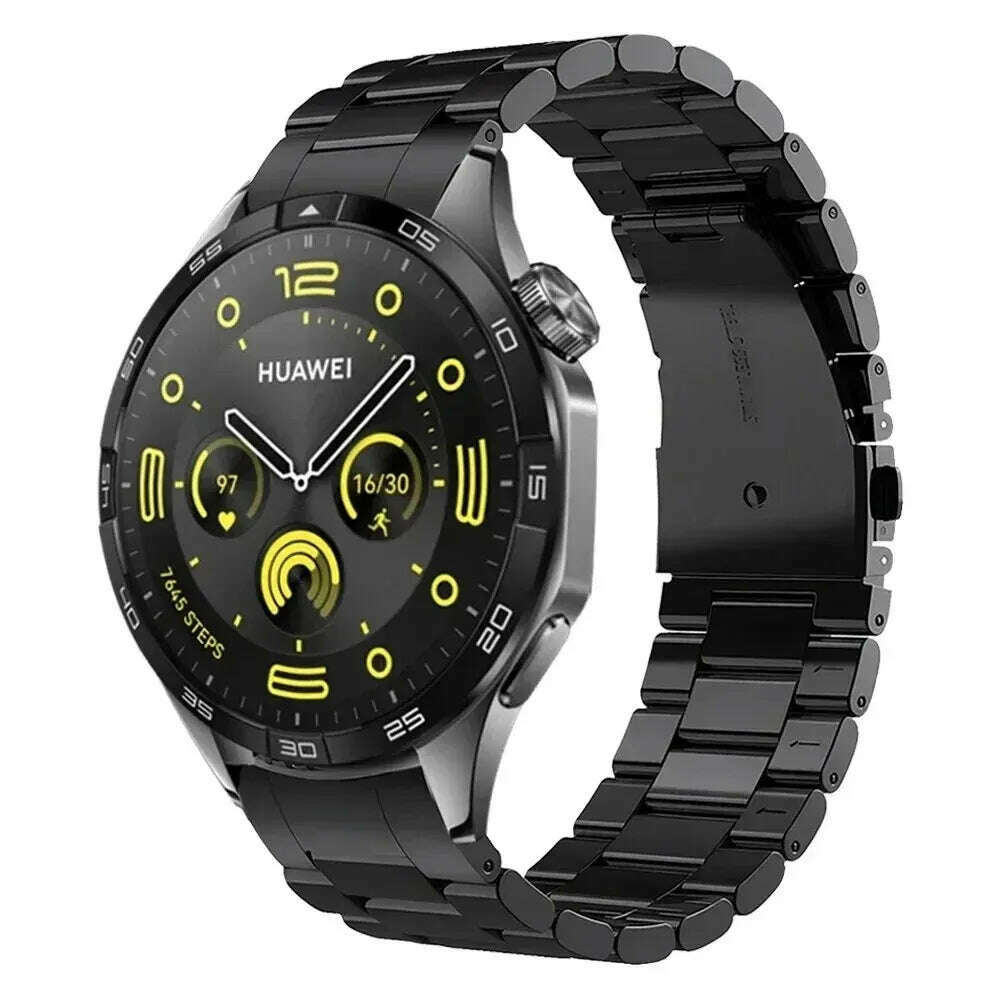 KIMLUD, No Gaps Link 22mm Bracelet Strap For HUAWEI WATCH GT 4 46 Metal Stainless Steel Band GT4 Replacement Watchband Accessories Belt, Black / For HUAWEI GT 4 46mm, KIMLUD APPAREL - Womens Clothes