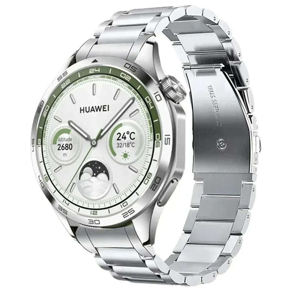 KIMLUD, No Gaps Link 22mm Bracelet Strap For HUAWEI WATCH GT 4 46 Metal Stainless Steel Band GT4 Replacement Watchband Accessories Belt, Silver / For HUAWEI GT 4 46mm, KIMLUD APPAREL - Womens Clothes