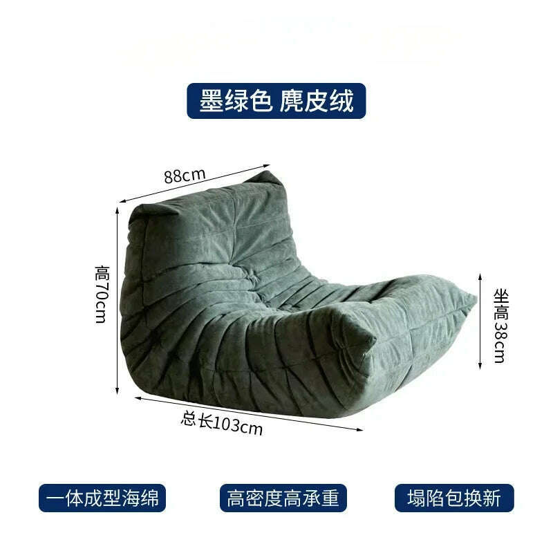 KIMLUD, Nordic Casual Lounging Sofa Recliner Living Room Creative Recliner Suede/Sufiber Leather / 3D Knitting + Sponge, green-suede, KIMLUD APPAREL - Womens Clothes