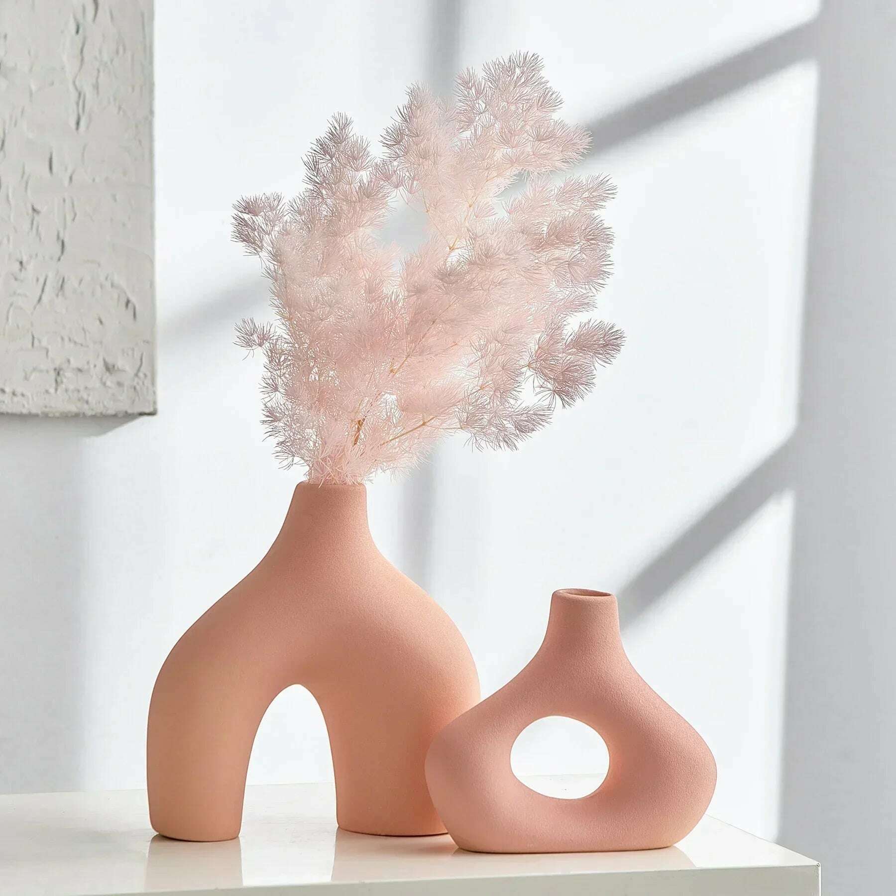 KIMLUD, Nordic Decorations Ceramic Flower Vase Dining Table Nordic Home Decor Living Room Cute Flowerpot Dried Flowers Decorative Vases, KIMLUD Womens Clothes