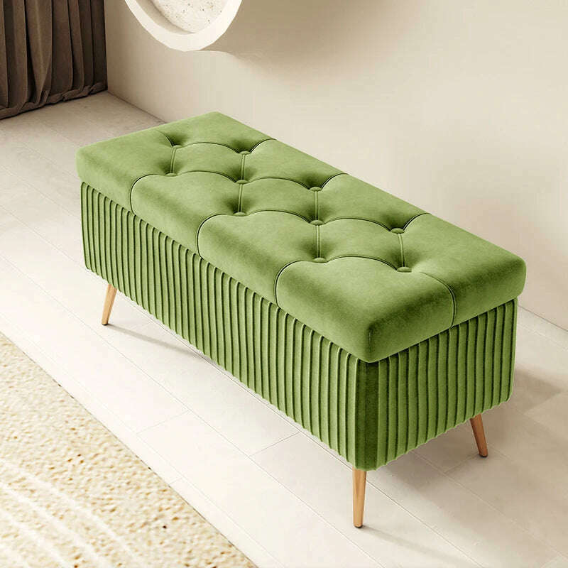 KIMLUD, Nordic Light Luxury Stools Bedroom Bed End Sofa Ottomans Home Door Long Bench Clothing Store Shoe Changing Stool Storage Ottoman, G 80cm fruit green, KIMLUD APPAREL - Womens Clothes