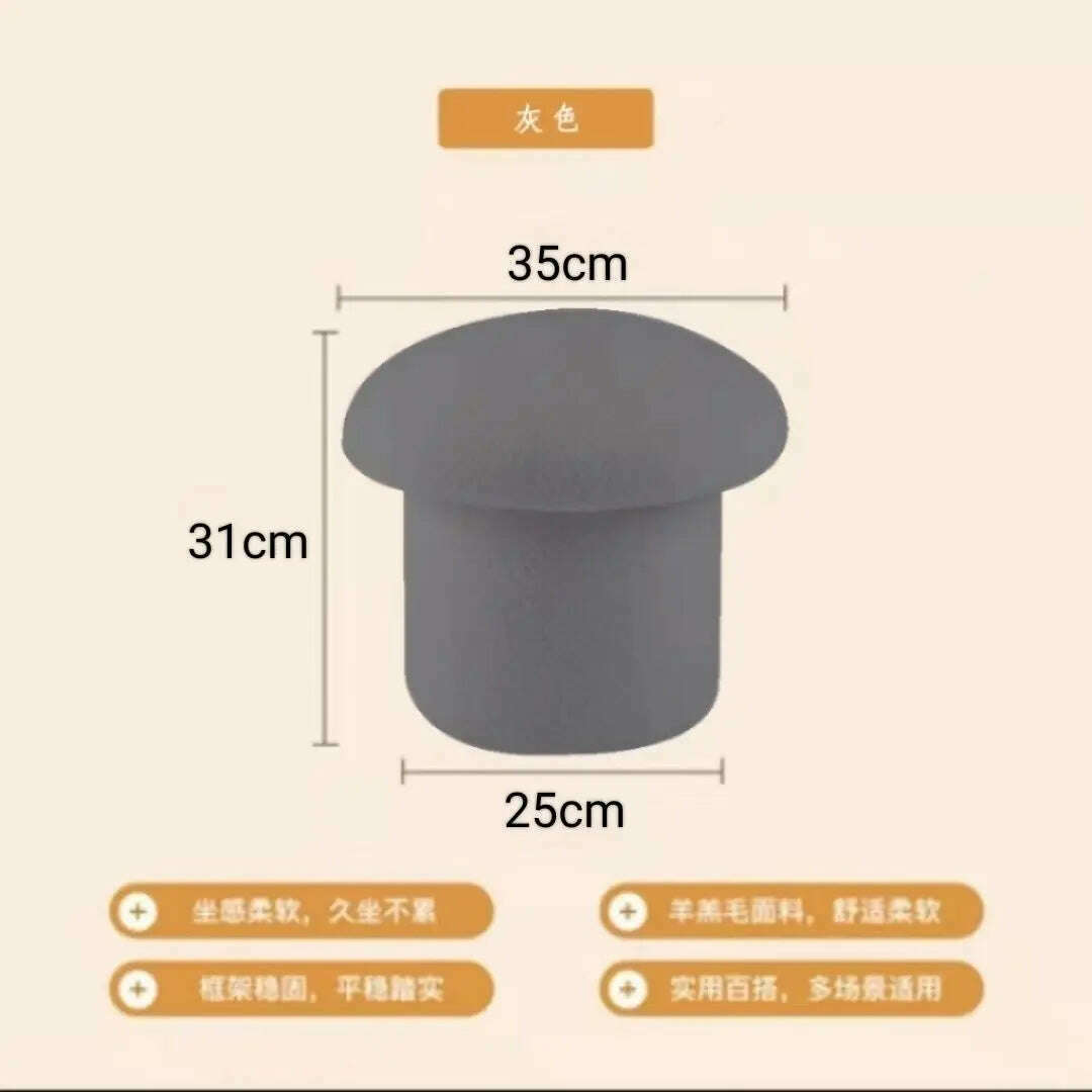 KIMLUD, Nordic Ottomans Lovely Mushroom Fabric Art Makeup Stool Creativity Bedroom Step Round Stools Bedroom Furniture Foot Stool Pouf, KIMLUD Womens ClothesKIMLUD, Nordic Ottomans Lovely Mushroom Fabric Art Makeup Stool Creativity Bedroom Step Round Stools Bedroom Furniture Foot Stool Pouf, 35x25x31cm 4, KIMLUD APPAREL - Womens Clothes