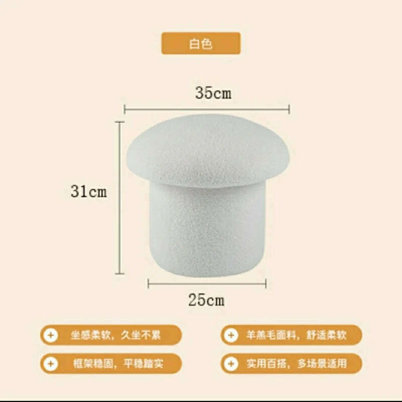 KIMLUD, Nordic Ottomans Lovely Mushroom Fabric Art Makeup Stool Creativity Bedroom Step Round Stools Bedroom Furniture Foot Stool Pouf, KIMLUD Womens ClothesKIMLUD, Nordic Ottomans Lovely Mushroom Fabric Art Makeup Stool Creativity Bedroom Step Round Stools Bedroom Furniture Foot Stool Pouf, 35x25x31cm, KIMLUD APPAREL - Womens Clothes