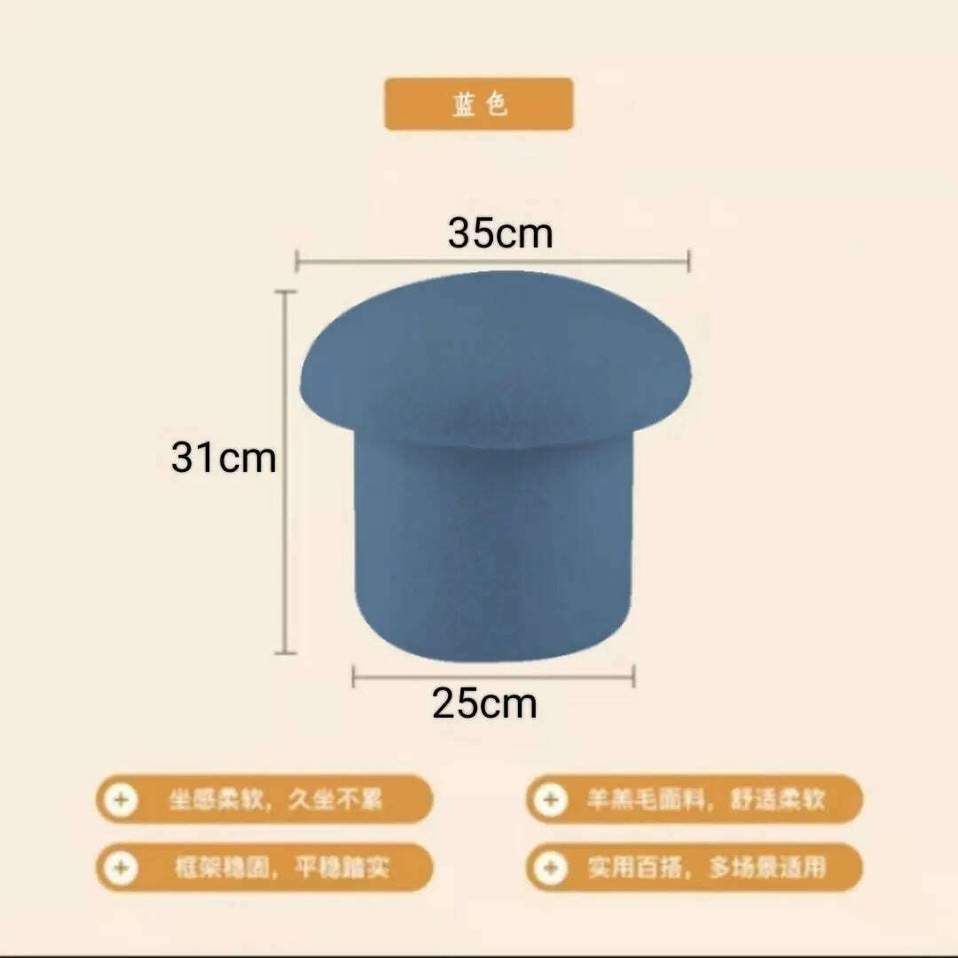 KIMLUD, Nordic Ottomans Lovely Mushroom Fabric Art Makeup Stool Creativity Bedroom Step Round Stools Bedroom Furniture Foot Stool Pouf, KIMLUD Womens ClothesKIMLUD, Nordic Ottomans Lovely Mushroom Fabric Art Makeup Stool Creativity Bedroom Step Round Stools Bedroom Furniture Foot Stool Pouf, 35x25x31cm 3, KIMLUD APPAREL - Womens Clothes