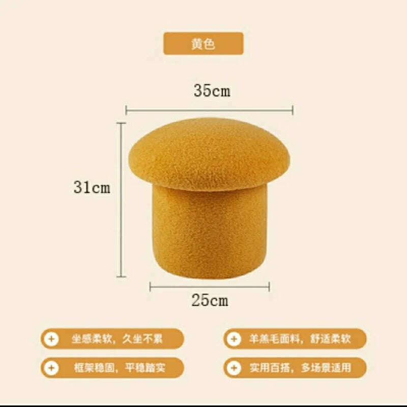 KIMLUD, Nordic Ottomans Lovely Mushroom Fabric Art Makeup Stool Creativity Bedroom Step Round Stools Bedroom Furniture Foot Stool Pouf, KIMLUD Womens ClothesKIMLUD, Nordic Ottomans Lovely Mushroom Fabric Art Makeup Stool Creativity Bedroom Step Round Stools Bedroom Furniture Foot Stool Pouf, 35x25x31cm 2, KIMLUD APPAREL - Womens Clothes