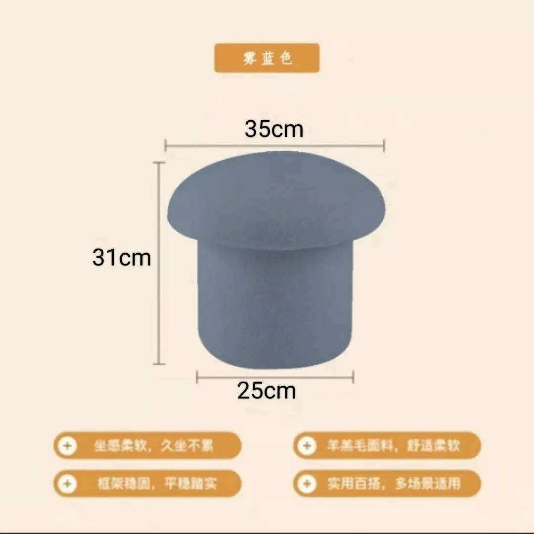 KIMLUD, Nordic Ottomans Lovely Mushroom Fabric Art Makeup Stool Creativity Bedroom Step Round Stools Bedroom Furniture Foot Stool Pouf, KIMLUD Womens ClothesKIMLUD, Nordic Ottomans Lovely Mushroom Fabric Art Makeup Stool Creativity Bedroom Step Round Stools Bedroom Furniture Foot Stool Pouf, 35x25x31cm 5, KIMLUD APPAREL - Womens Clothes