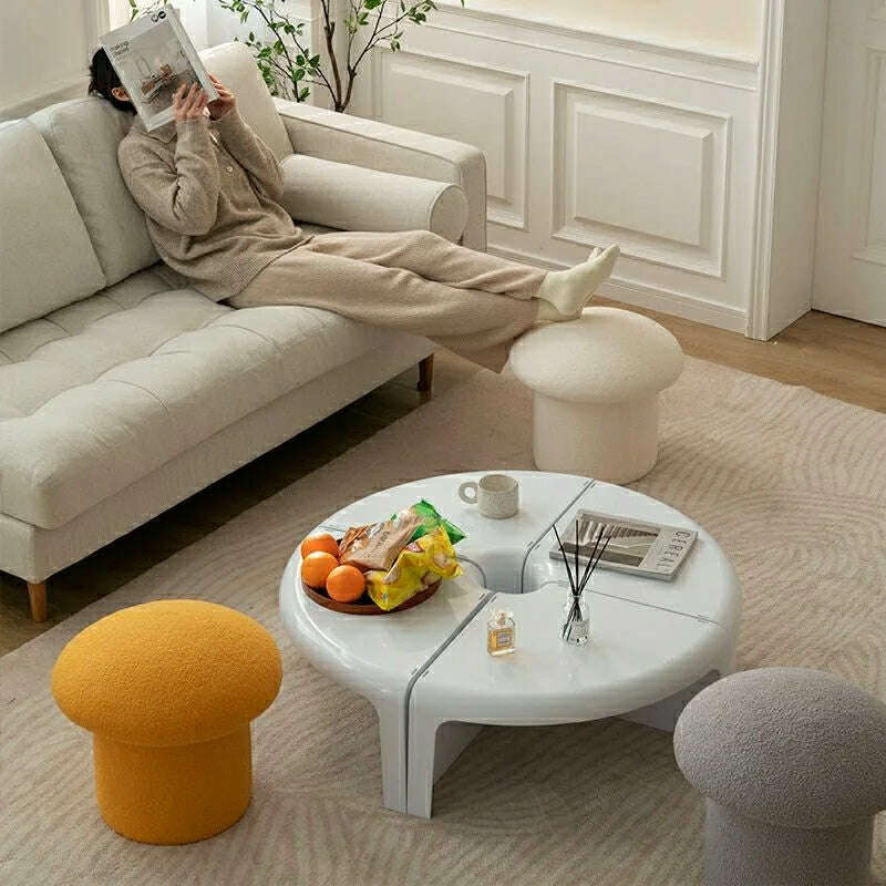 KIMLUD, Nordic Ottomans Lovely Mushroom Fabric Art Makeup Stool Creativity Bedroom Step Round Stools Bedroom Furniture Foot Stool Pouf, KIMLUD Womens Clothes