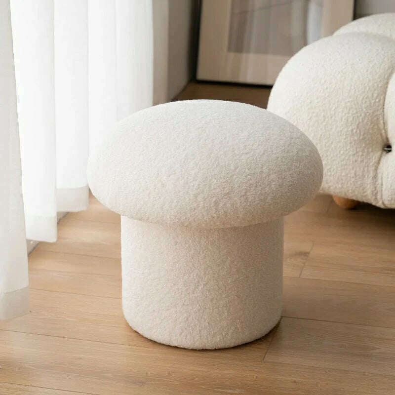 KIMLUD, Nordic Ottomans Lovely Mushroom Fabric Art Makeup Stool Creativity Bedroom Step Round Stools Bedroom Furniture Foot Stool Pouf, KIMLUD Womens Clothes
