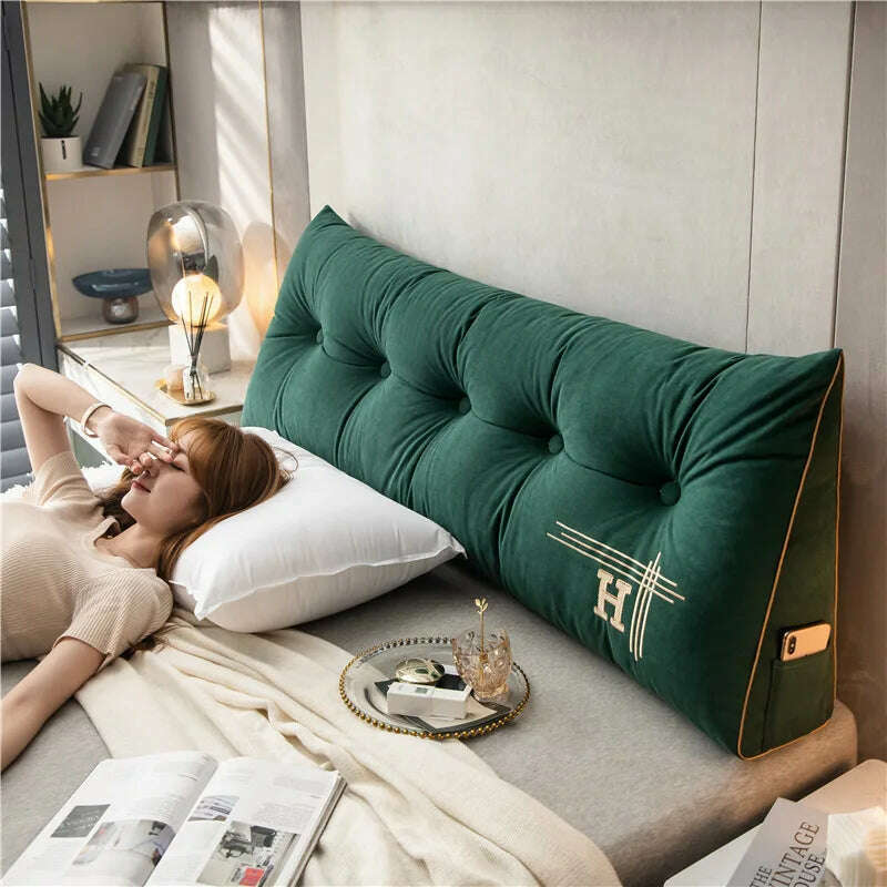 KIMLUD, Nordic Removable Bedside Cushion Triangular Bed Backrests Large Pillows For Home Soft Backrest Pillow Cushions Headboard Cover, KIMLUD Womens Clothes