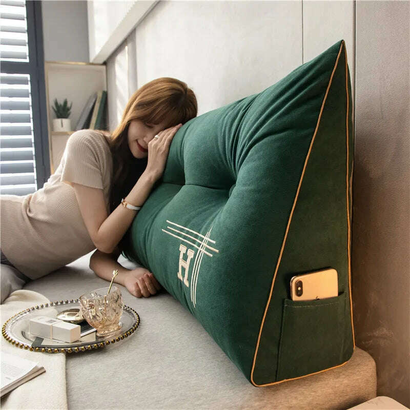 KIMLUD, Nordic Removable Bedside Cushion Triangular Bed Backrests Large Pillows For Home Soft Backrest Pillow Cushions Headboard Cover, KIMLUD Womens Clothes