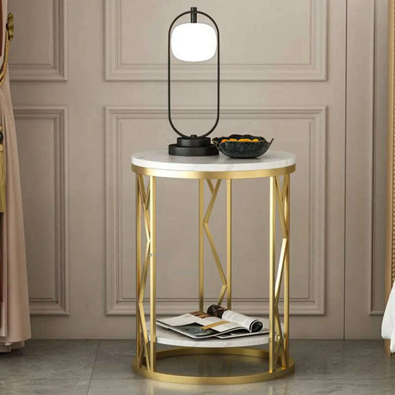 KIMLUD, Nordic Sofa Side Cabinet Luxury Removable Small Coffee Table Modern Bedroom Furniture Simple Bedside Small Round Table, KIMLUD Womens Clothes