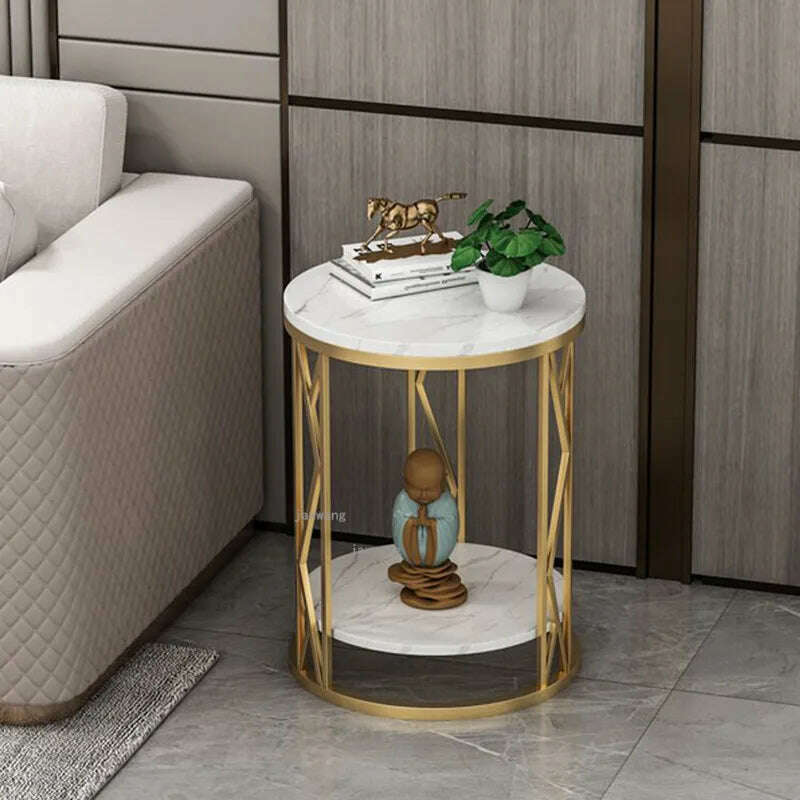KIMLUD, Nordic Sofa Side Cabinet Luxury Removable Small Coffee Table Modern Bedroom Furniture Simple Bedside Small Round Table, KIMLUD Womens Clothes