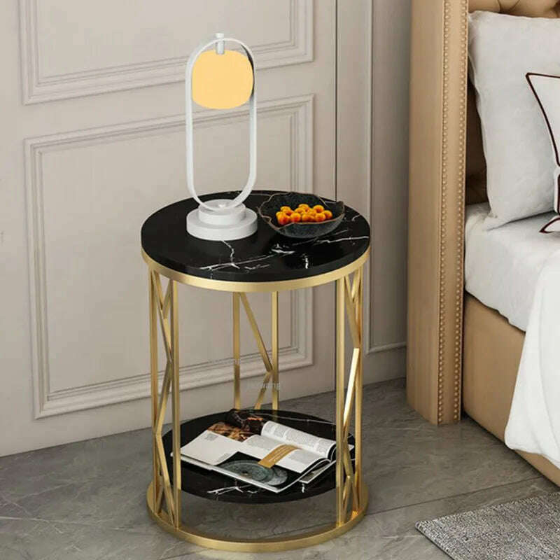 KIMLUD, Nordic Sofa Side Cabinet Luxury Removable Small Coffee Table Modern Bedroom Furniture Simple Bedside Small Round Table, KIMLUD Womens Clothes