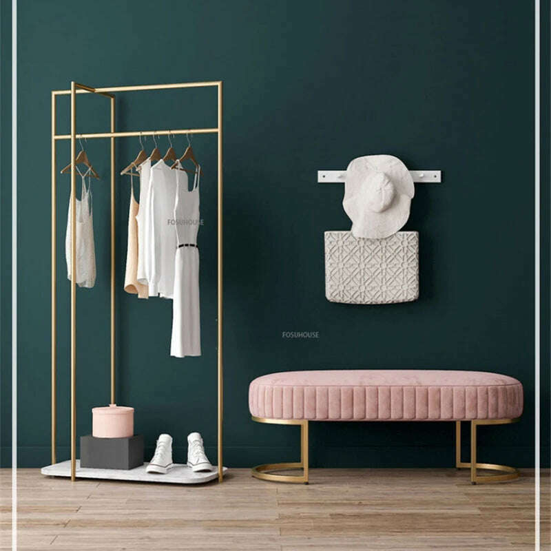 Nordic Soft Velvet Bed Footrest Ottoman Living Room Furniture Home Bedroom Luxury Pouf Bench Entrance-hall Shoes Stool B - KIMLUD