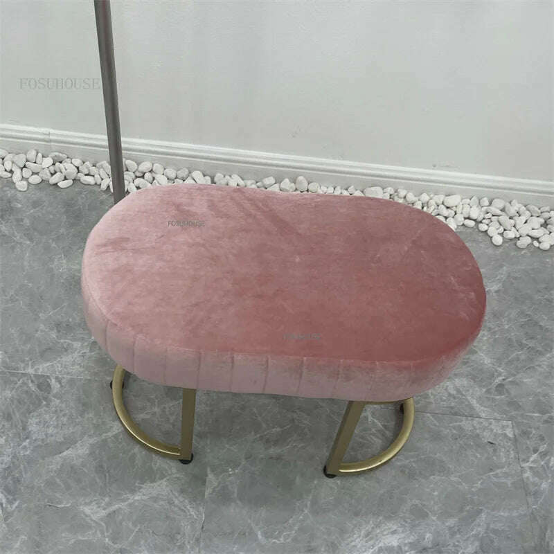 Nordic Soft Velvet Bed Footrest Ottoman Living Room Furniture Home Bedroom Luxury Pouf Bench Entrance-hall Shoes Stool B - KIMLUD