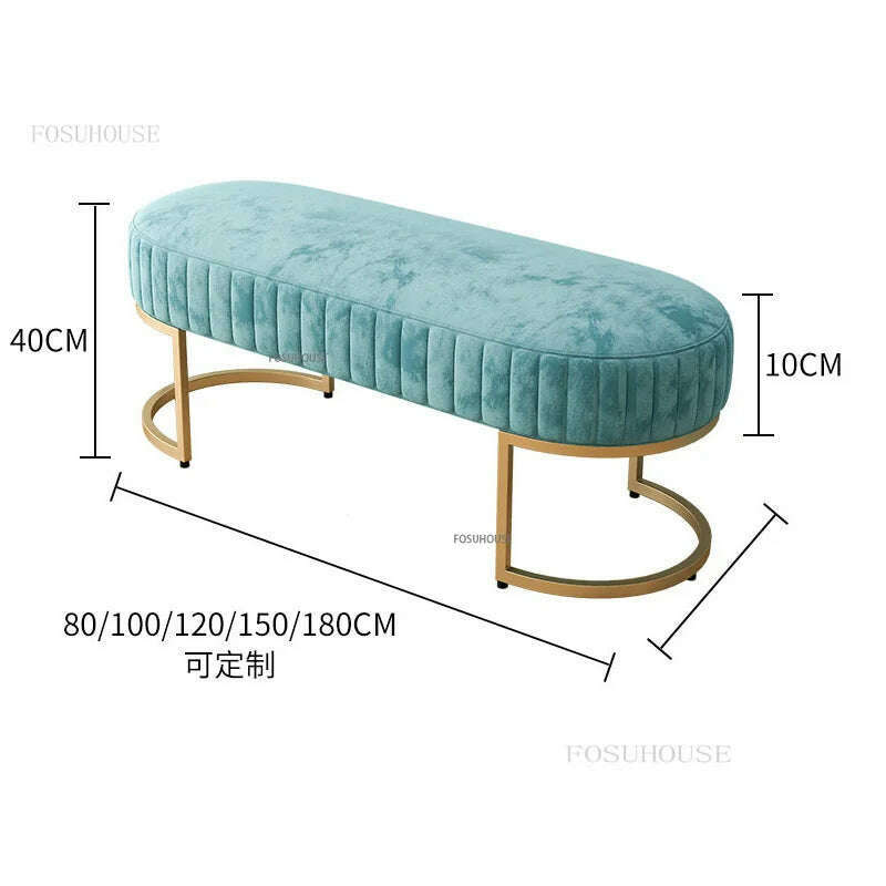 Nordic Soft Velvet Bed Footrest Ottoman Living Room Furniture Home Bedroom Luxury Pouf Bench Entrance-hall Shoes Stool B - KIMLUD