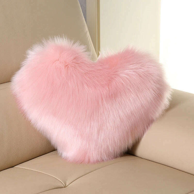 KIMLUD, Nordic Style Heart Shape Cover Shaggy Fluffy Soft Fur Plush Cushion Cover Living Room Bedroom Sofa Home Decor Pillow Covers, KIMLUD Womens Clothes