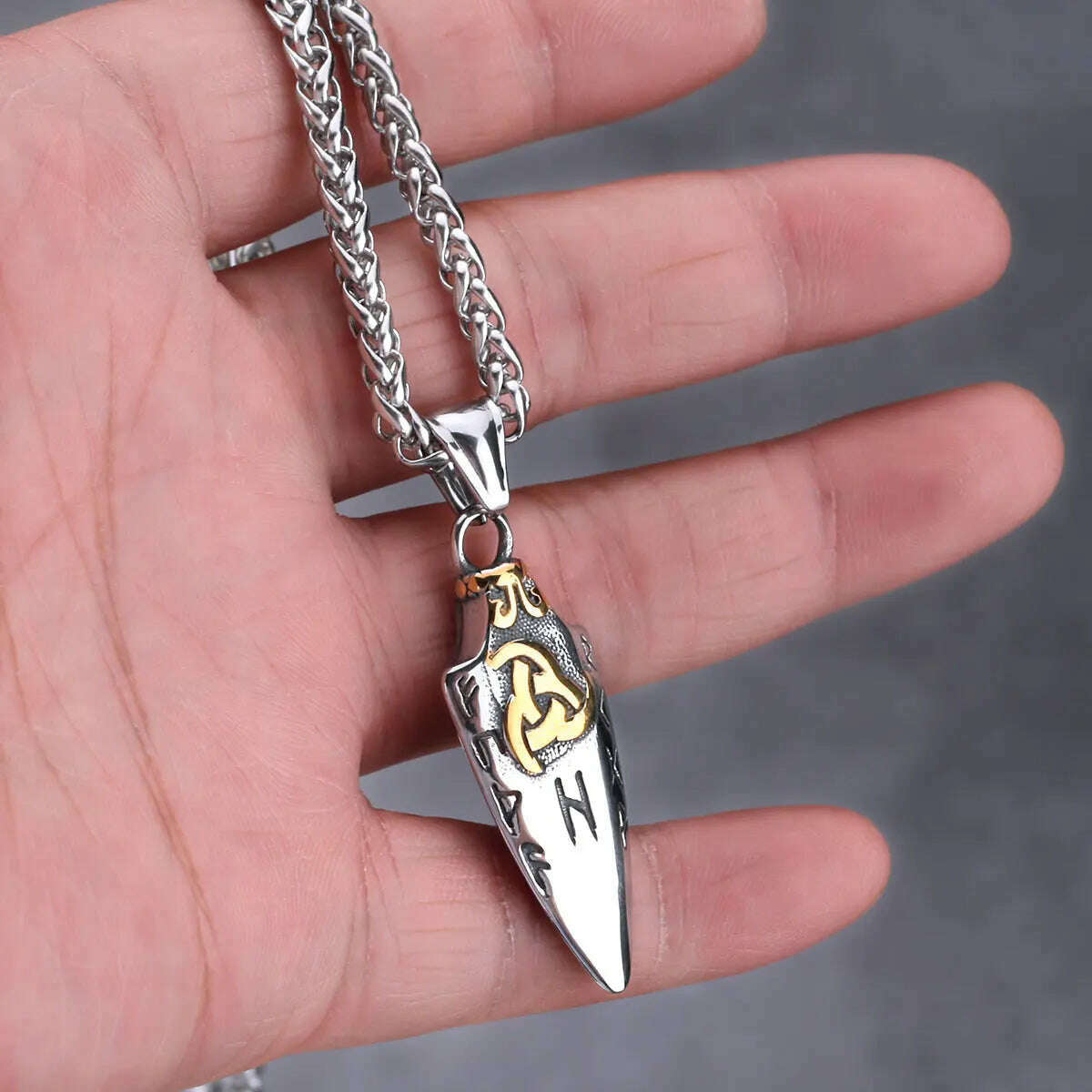 Nordic Viking Odin Spear Celtic Knot Pendant Necklace Men's Accessories Fashion Trend Boyfriend Birthday Gift Wholesale - KIMLUD