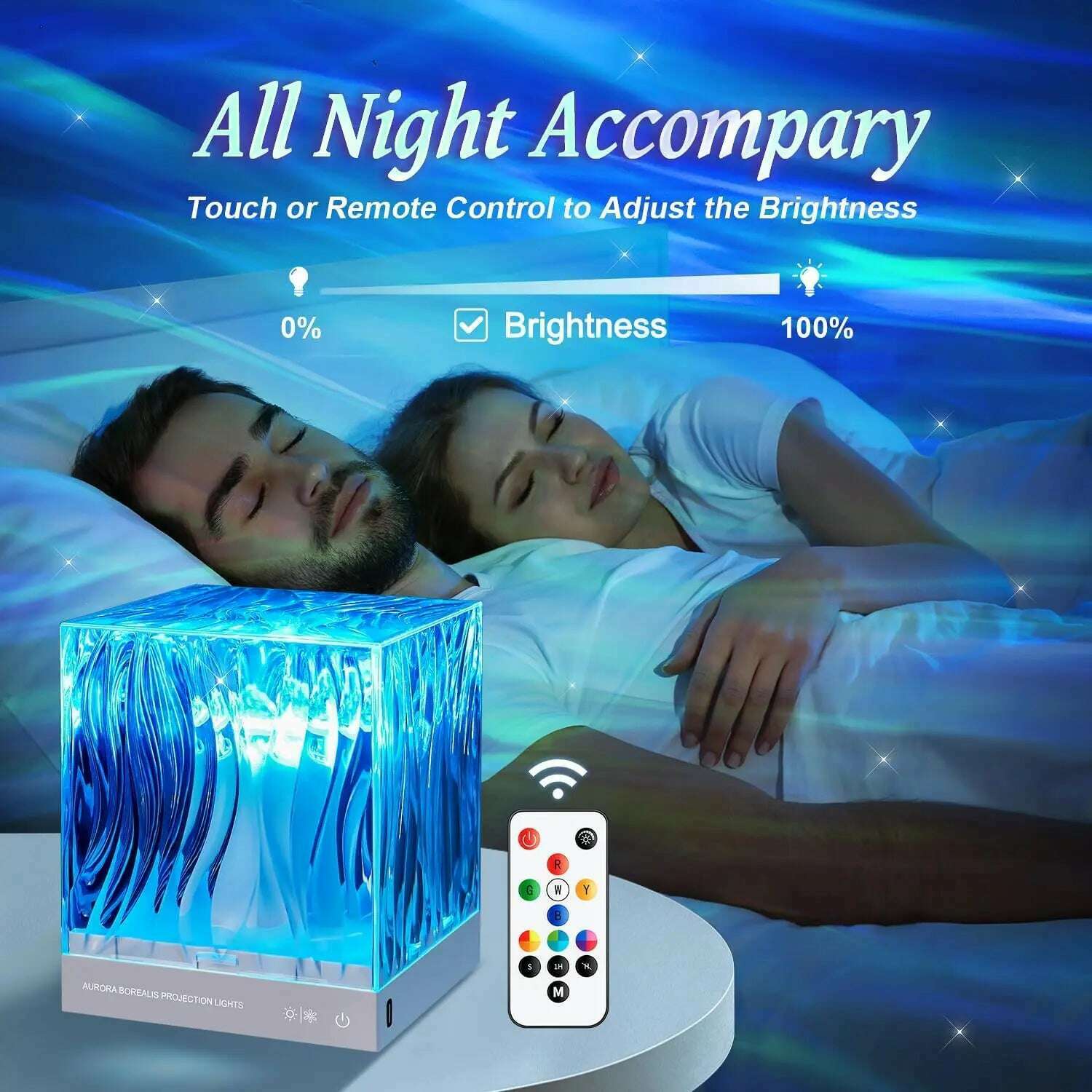 Northern Lights Aurora Borealis lamp USB Rechargeable Water Ripple Projector Night Light RGB Crystal Lamp Room Decor Mood Light - KIMLUD