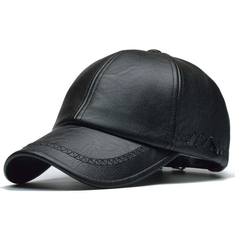 KIMLUD, PU Leather Cap One Size Adjustable — Black | KIMLUD, KIMLUD Womens Clothes