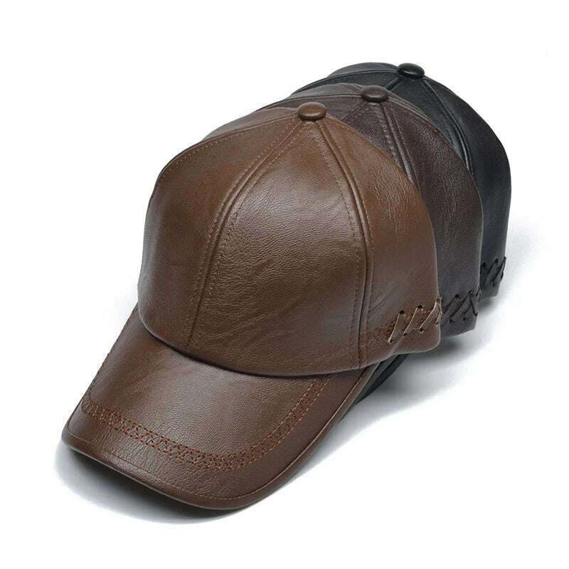 KIMLUD, PU Leather Cap One Size Adjustable — Black | KIMLUD, KIMLUD Womens Clothes