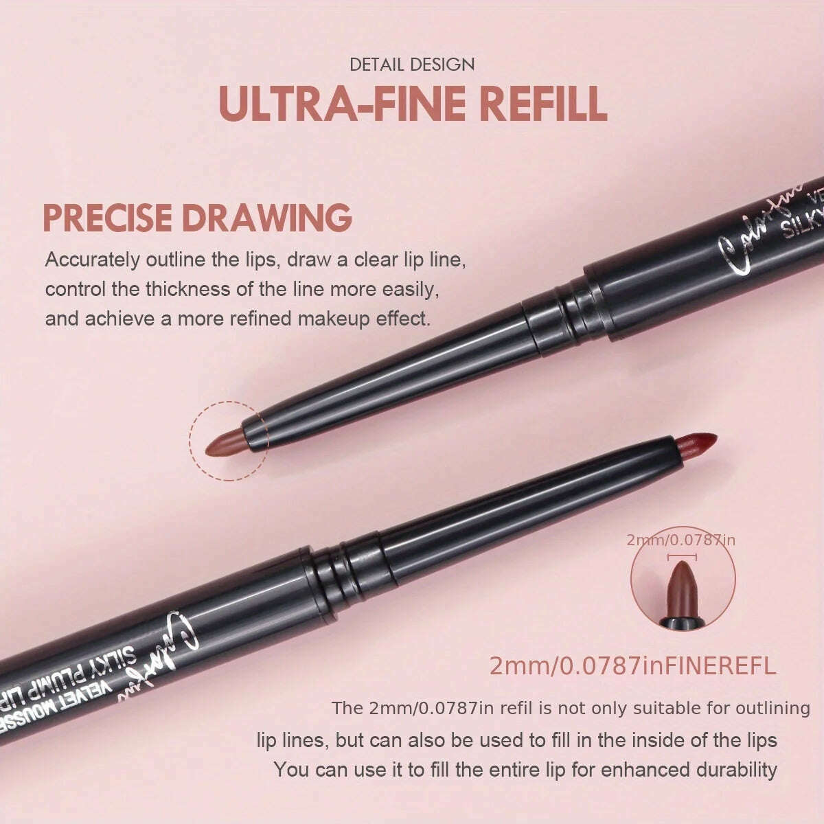 Nude Brown Lip Liner Pencil Lipstick Matte Smooth Waterproof Lipliner Long Lasting Non-stick Cup Lipstick Pen Beauty Makeup - KIMLUD