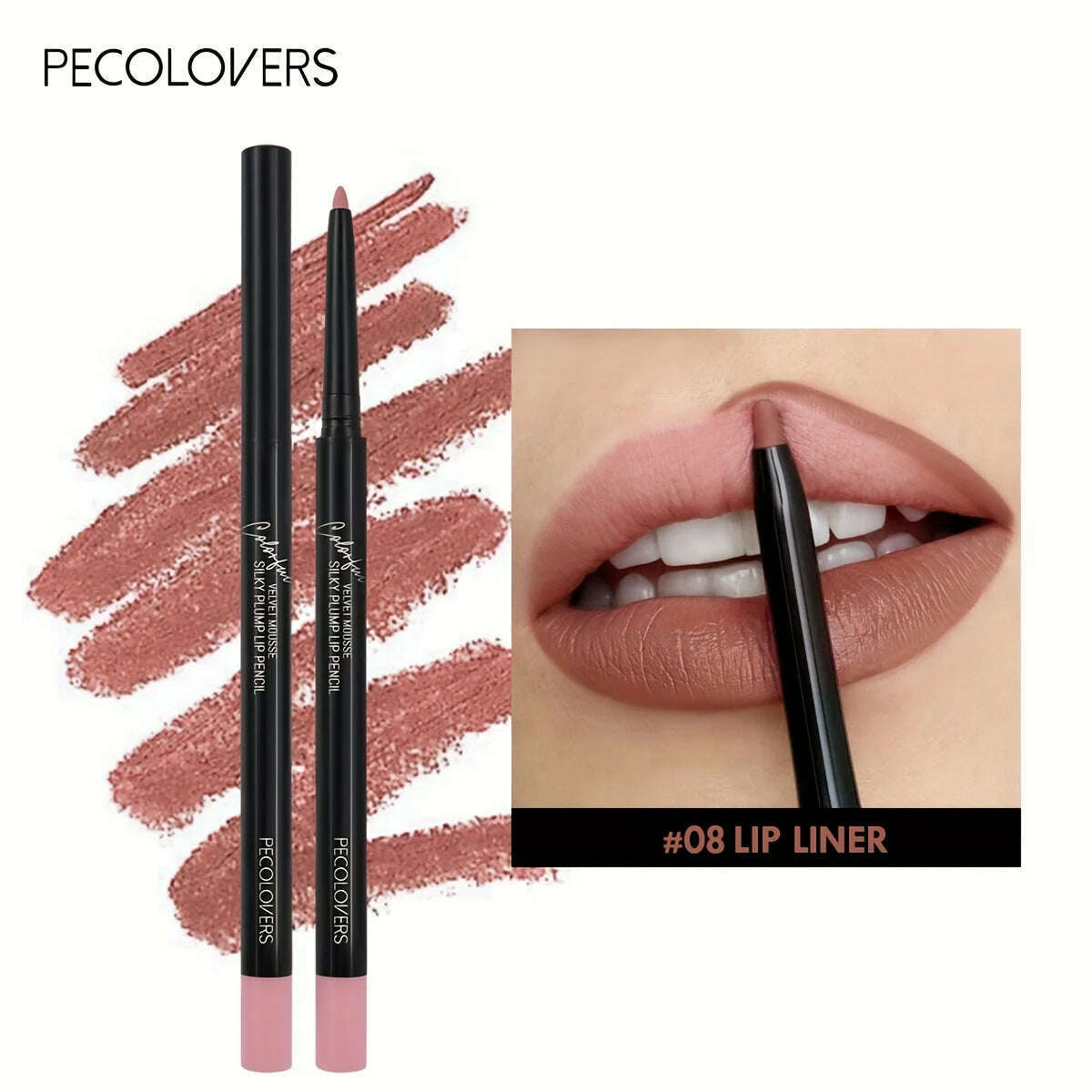 Nude Brown Lip Liner Pencil Lipstick Matte Smooth Waterproof Lipliner Long Lasting Non-stick Cup Lipstick Pen Beauty Makeup - KIMLUD