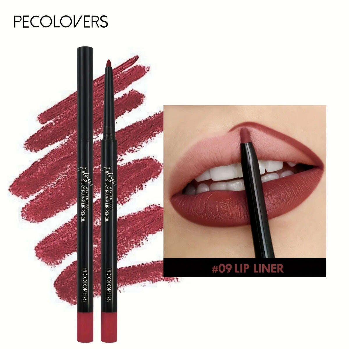 Nude Brown Lip Liner Pencil Lipstick Matte Smooth Waterproof Lipliner Long Lasting Non-stick Cup Lipstick Pen Beauty Makeup - KIMLUD