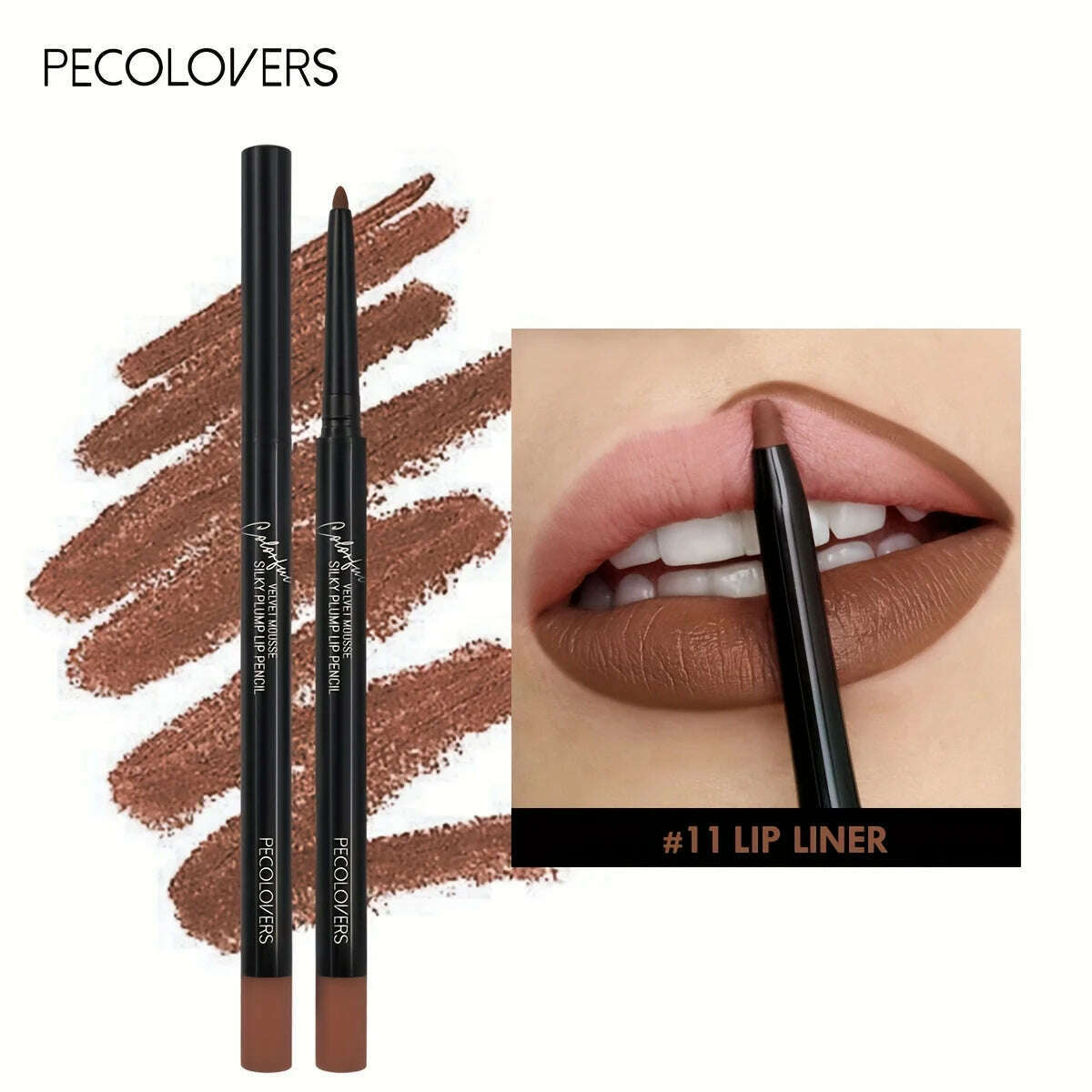 Nude Brown Lip Liner Pencil Lipstick Matte Smooth Waterproof Lipliner Long Lasting Non-stick Cup Lipstick Pen Beauty Makeup - KIMLUD