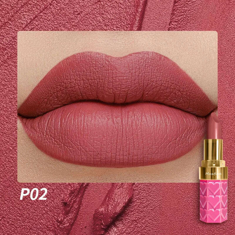 Nude Matte Lipsticks 4 Colors Waterproof Long Lasting Lip Stick Not Fading Sexy Nude Red Pink Velvet Lipsticks Makeup Cosmetic - KIMLUD