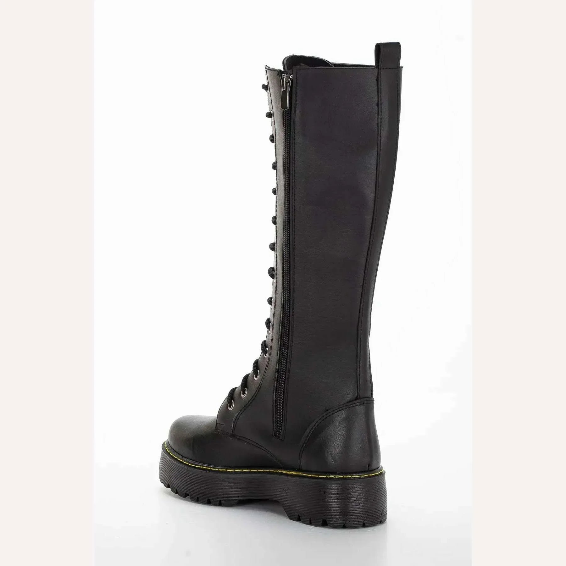 KIMLUD, (Odal Shoes) Leather Women's Long Lace-up Zipper Non-Slip Sole Boots 00121601, KIMLUD Womens Clothes