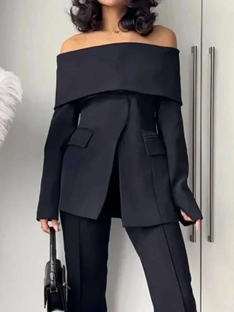 Off-The-Shoulder Coats & Jackets Zipper Front - Solid Color | KIMLUD
