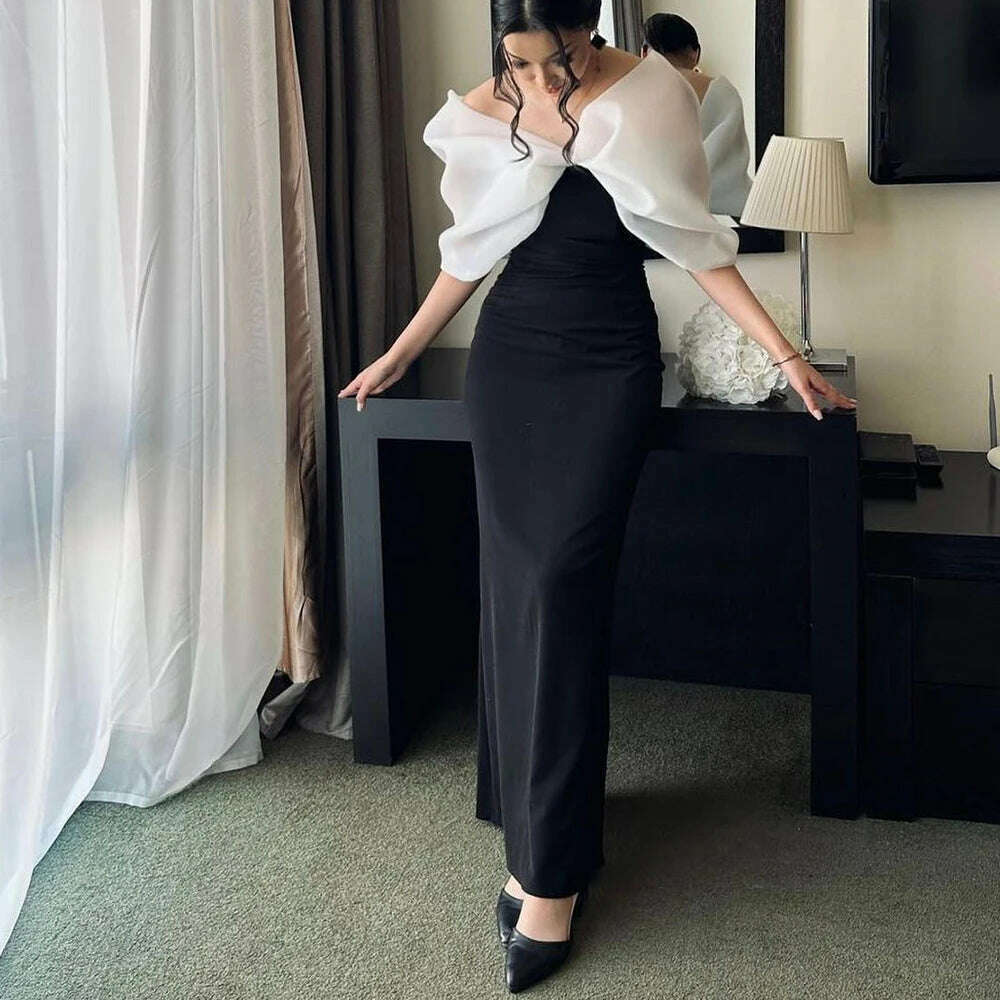 KIMLUD, Off the Shoulder Satin Sleeveless Floor Length Mermaid Evening Dress Temperament Photo Color Bespoke Occasion Gowns Classic, KIMLUD Womens Clothes