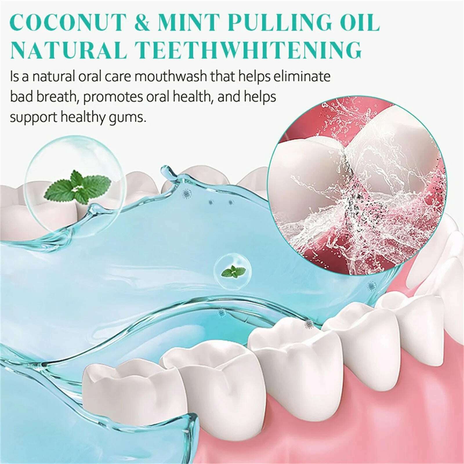 Oil Pulling With Oil Tongue Scraper Inside Free Mouthwash To Help With Fresh Breath, Teeth Whitening And Healthier Teeth 237ml - KIMLUD