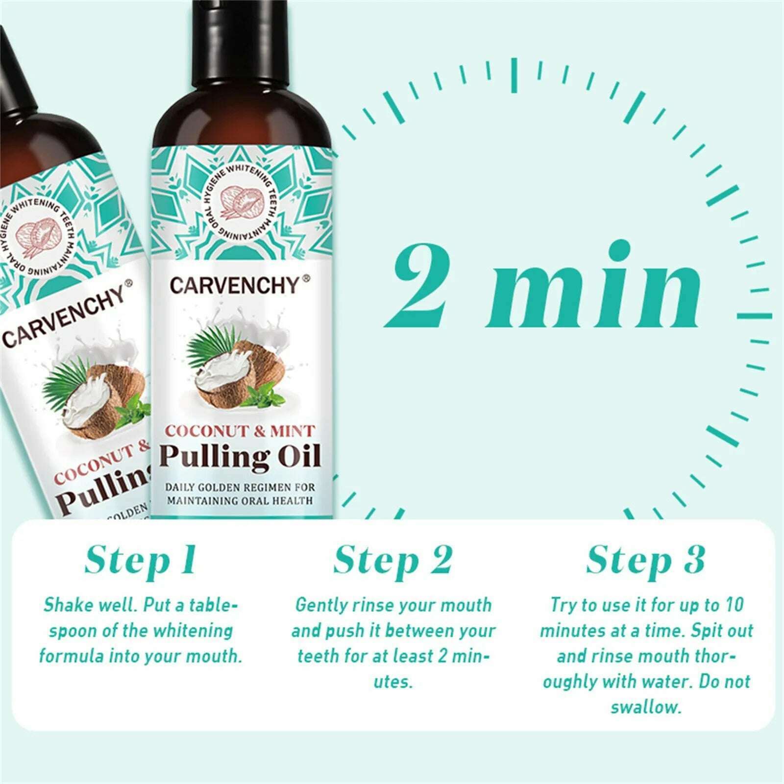 Oil Pulling With Oil Tongue Scraper Inside Free Mouthwash To Help With Fresh Breath, Teeth Whitening And Healthier Teeth 237ml - KIMLUD