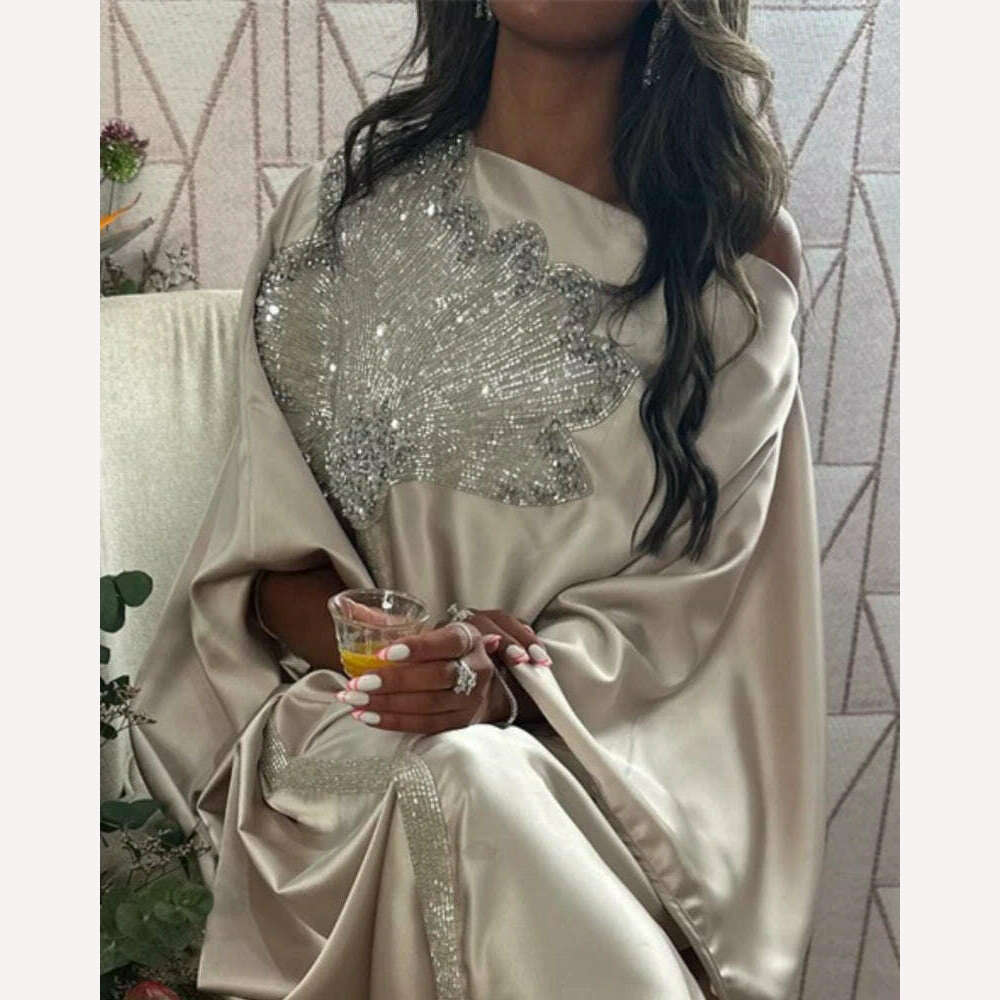 Oisslec Prom Dress Elegant Sequin O-Neck Party Dress Floor Length Cap Sleeve Formal Evening Gowns vestido de festa de casamento - KIMLUD