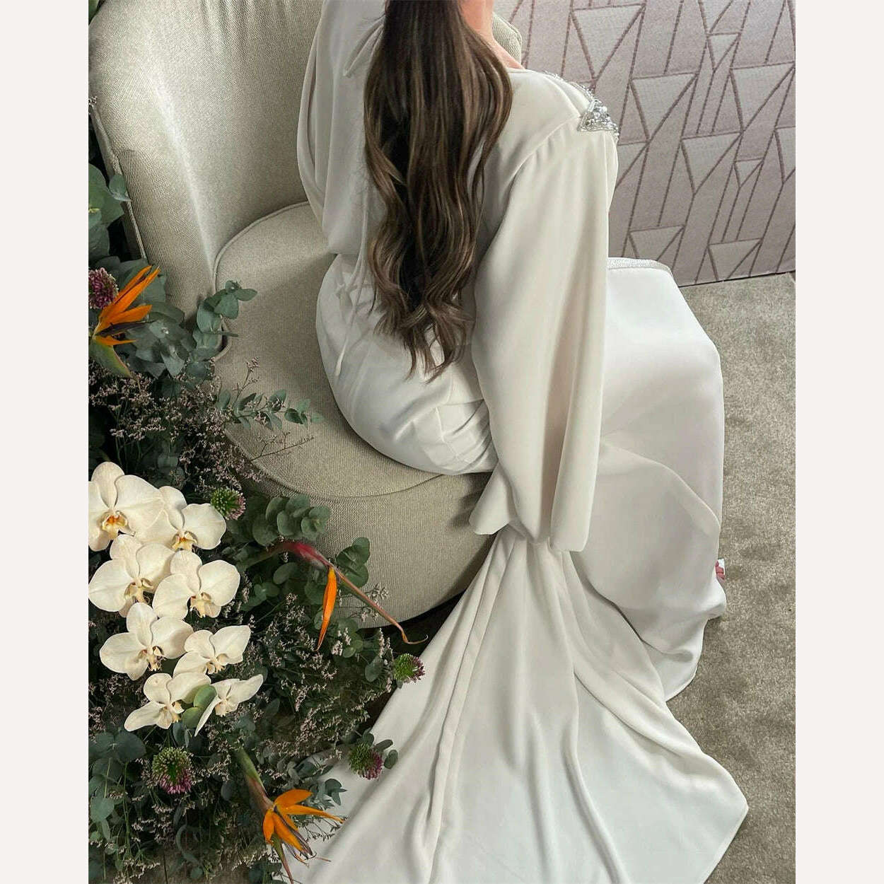 Oisslec Prom Dress Elegant Sequin O-Neck Party Dress Floor Length Cap Sleeve Formal Evening Gowns vestido de festa de casamento - KIMLUD