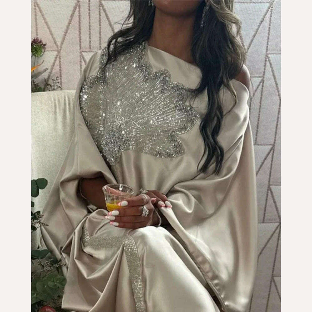 Oisslec Prom Dress Elegant Sequin O-Neck Party Dress Floor Length Cap Sleeve Formal Evening Gowns vestido de festa de casamento - KIMLUD