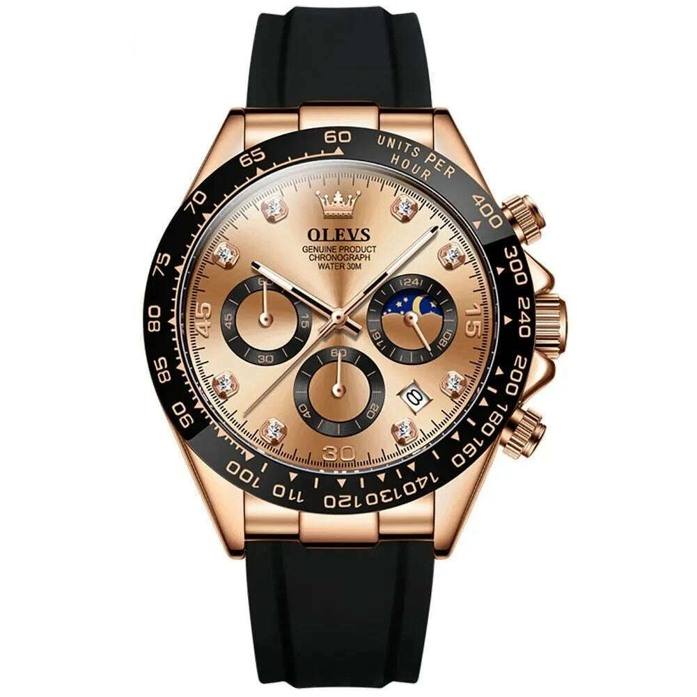 KIMLUD, OLEVS Luxury Men Watch Quartz Man Watches Waterproof Luminous Top Brand Watch for Men Date Chronograph Sport Wristwatch, No / rose gold, KIMLUD Womens Clothes