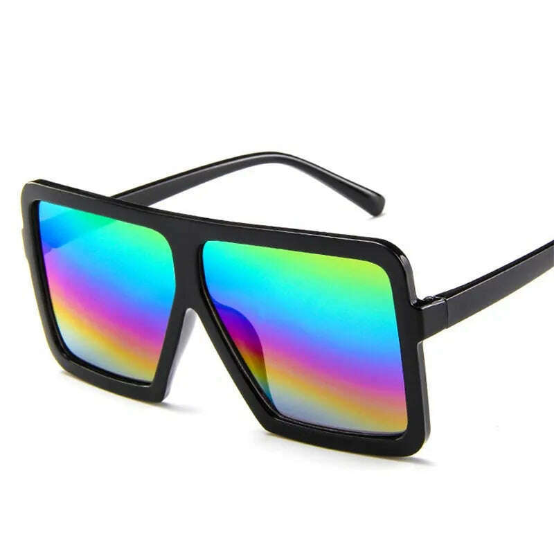 KIMLUD, OLOPKY 2022 Square Women Sunglasses Brand Designer Luxury Glasses Women/Men Oversized Eyewear Women Vintage Gafas De Sol Mujer, Black Rainbow, KIMLUD APPAREL - Womens Clothes