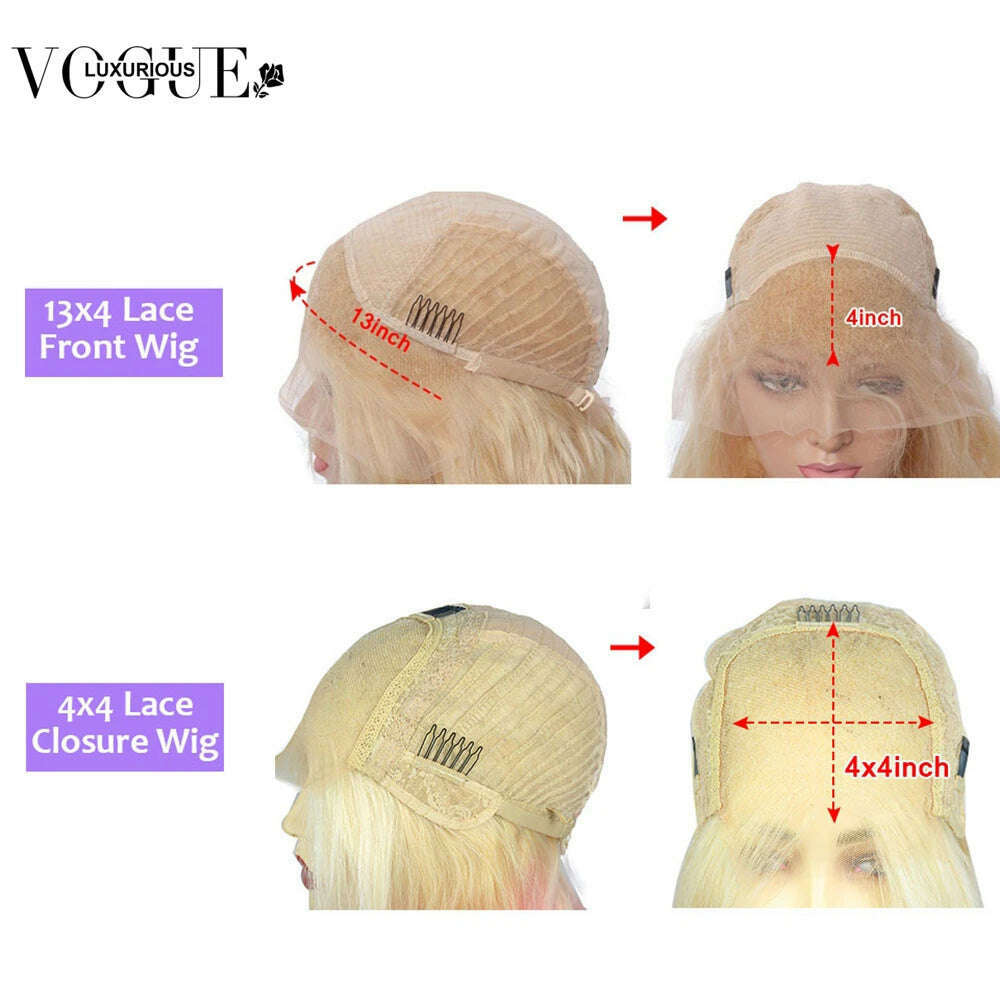 Ombre Colored Ash Blonde Color Short Bob Human Hair Wigs 13X4 Body Wave Lace Frontal Wig For Woman Pre Plucked Brazilian On Sale - KIMLUD