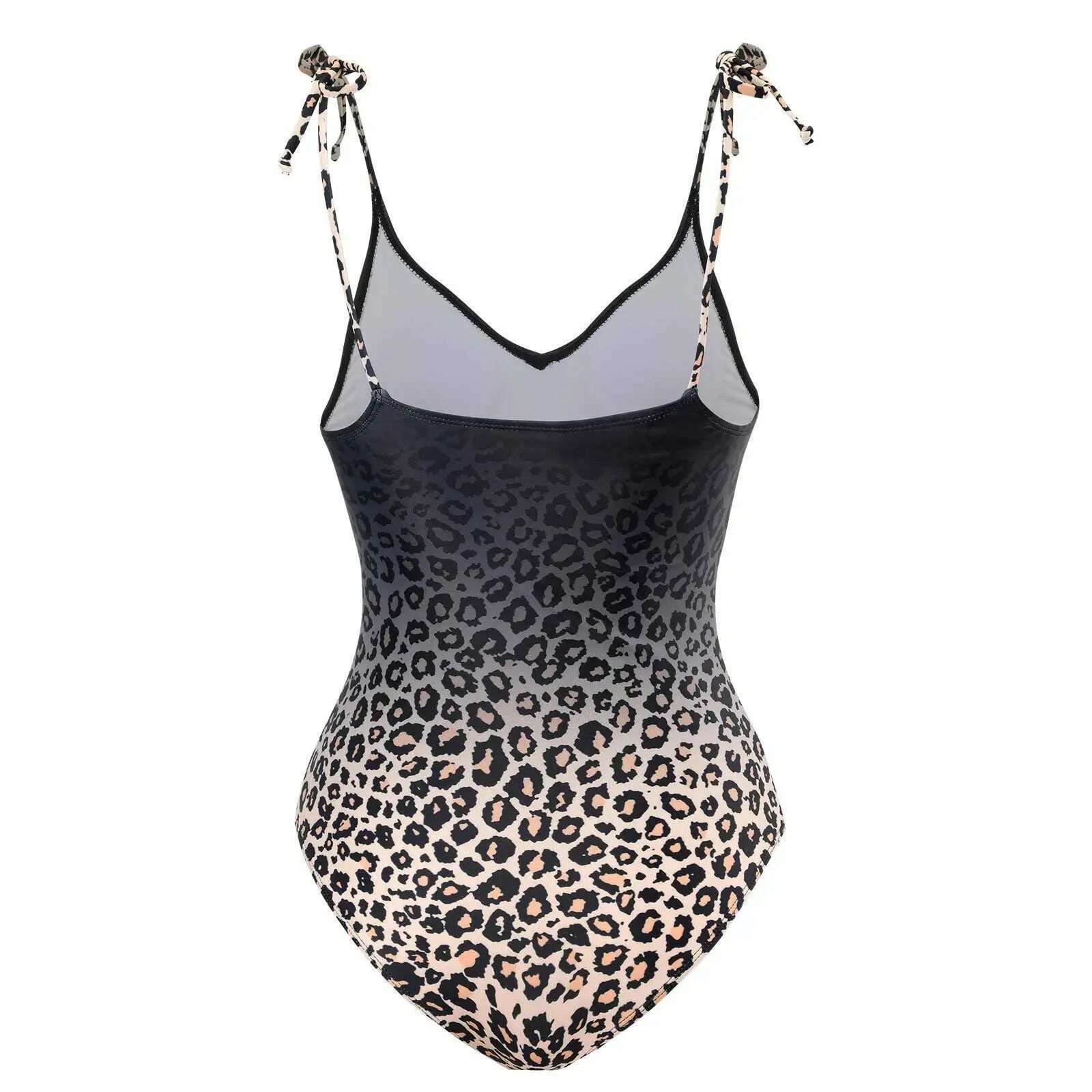 KIMLUD, One Piece Swimsuit Women with Cover Up Leopard Swimwear Lace Up Beachwear 2024 New Luxury Elegant Brazilian Beach Bathing Suit, KIMLUD Womens Clothes
