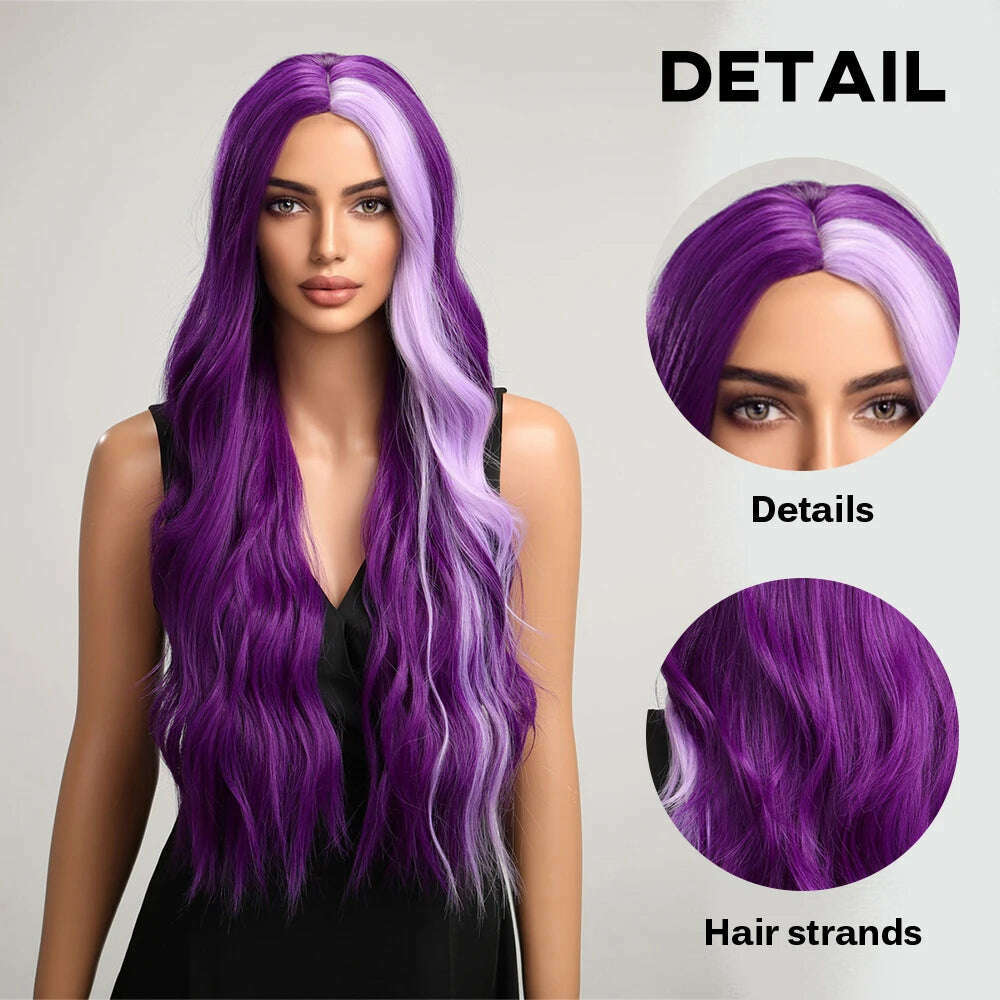 KIMLUD, oneNonly Long Purple Wig Synthetic Wigs for Women Wave Cosplay Party Halloween Wig High Quality Hair, KIMLUD Womens Clothes
