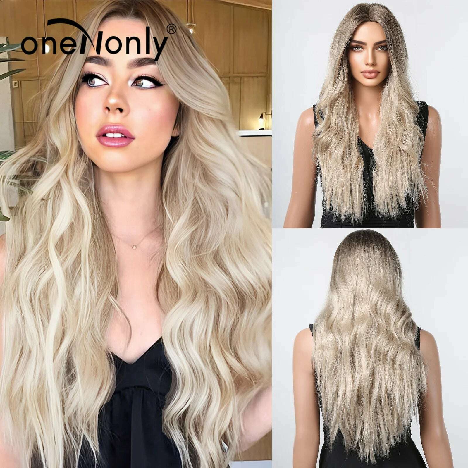 KIMLUD, oneNonly Long Purple Wig Synthetic Wigs for Women Wave Cosplay Party Halloween Wig High Quality Hair, LC1060-1, KIMLUD APPAREL - Womens Clothes